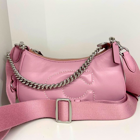 Coach Silver/Tulip Teri Shoulder Bag With Signature Quilting # CJ608 - Picture 5 of 9